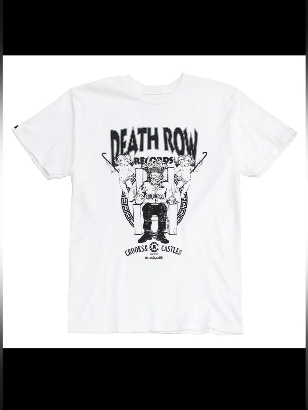Crooks & Castles White Tee with Black Death Row Graphic